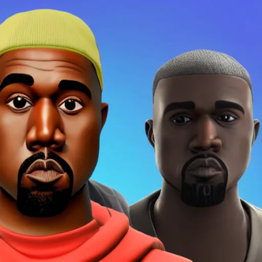 Image similar to kanye west in fortnite lobby 3 d avatar skin