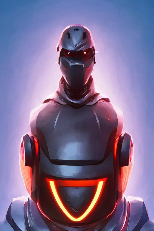 Image similar to epic mask helmet robot ninja portrait stylized as fornite style game design fanart by concept artist gervasio canda, behance hd by jesper ejsing, by rhads, makoto shinkai and lois van baarle, ilya kuvshinov, rossdraws global illumination radiating a glowing aura global illumination ray tracing hdr render in unreal engine 5