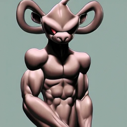 Prompt: muscular mewtwo