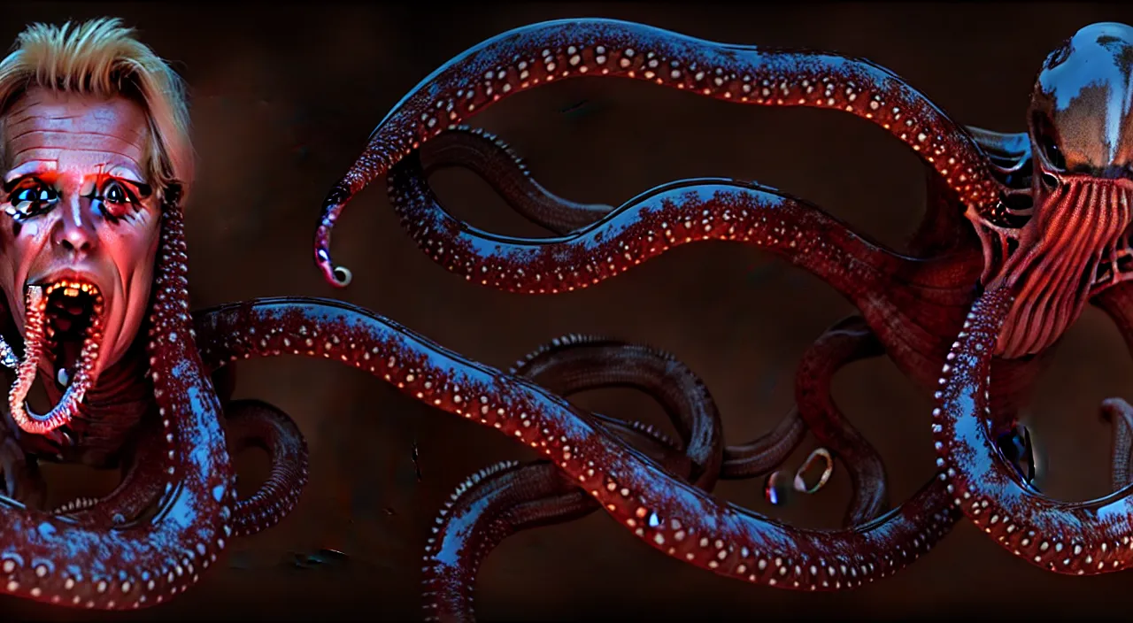 Image similar to gary busey, tentacles, alien ( 1 9 7 9 ), body horror, unreal engine, octane render, depth of field, cycles render, hd