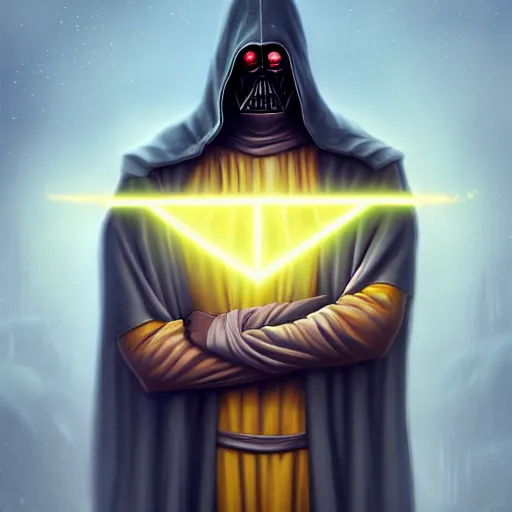 Prompt: Angry dark-side-corrupted yellow-eyed Sith Lord by Cyril Rolando, photorealistic, lifelike, hyperdetailed, 8k