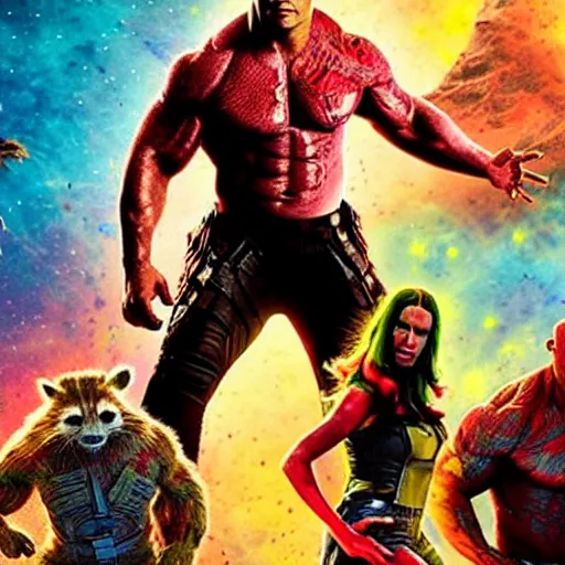 Image similar to Dwayne Johnson in guardians of the galaxy