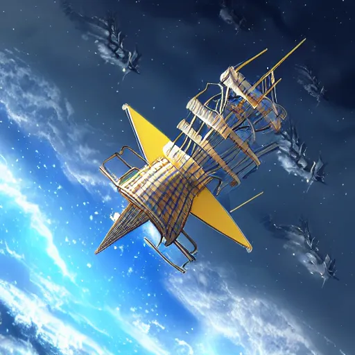 Prompt: Flying pirate ship exploring space, realistic