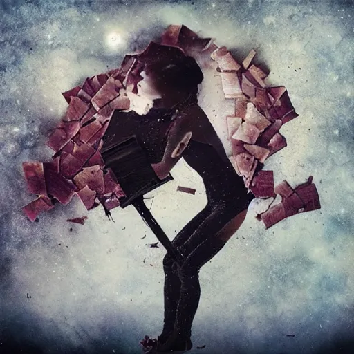 Image similar to phantom grip, the edge of the universe (on film), by Brooke Shaden and Sandra Chevrier