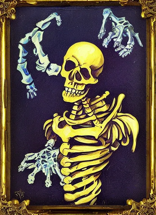 Image similar to sega saturn mr. bones rococo painting