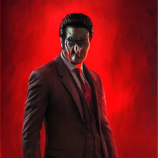 Image similar to portrait of rajesh hamal upper body in bloody business suit, blood red eyes, vampire fangs, fantasy, intricate, elegant, highly detailed, digital painting, artstation, concept art, matte, sharp focus, illustration, art by aenaluck and roberto ferri and greg rutkowski, epic fantasy, digital painting