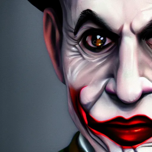 Image similar to Ben Bernanke as the Joker, digital art, cgsociety, artstation, trending, 4k