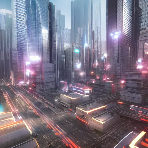 Image similar to A chaotic and busy futuristic city where everyone is in a hurry to get somewhere. There is a lot of traffic and noise. The buildings are all tall and close together. 3d render, volumetric lighting, extremely detailed, unreal engine, 8k UHD, HDR