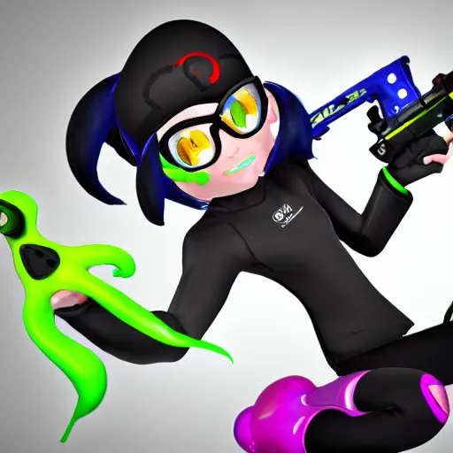 Image similar to 3 d render in the style of splatoon in the style of bayonetta