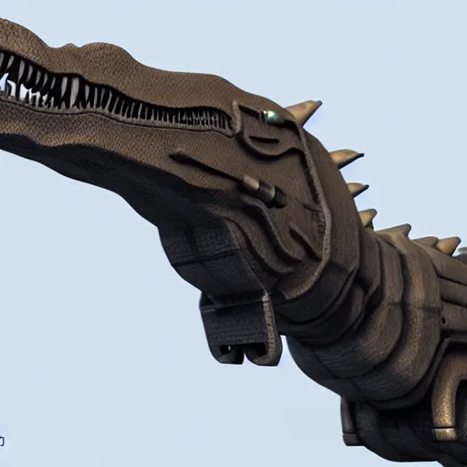 Image similar to gun in the style of a t - rex, award winning, unreal engine 5 render, volumetric fog, ray traced, award winning, intricate details, photorealistic, trending on cgsociety