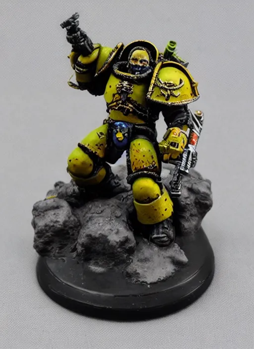 Image similar to 8 0 mm resin detailed miniature of a drunk warhammer 4 0 k space marine laying down puking, product introduction photos, 4 k, full body,