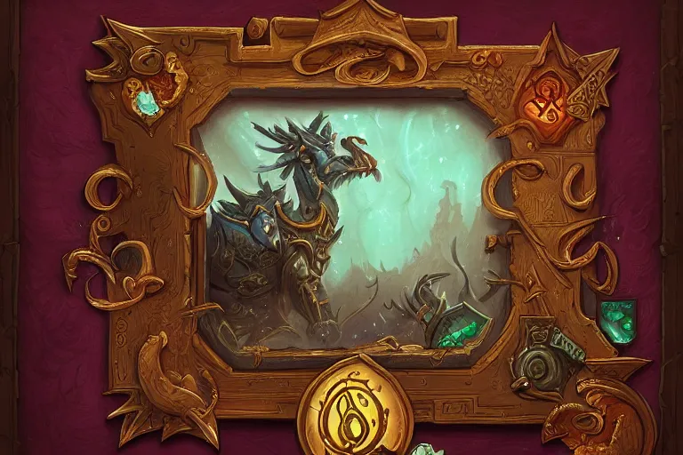 Image similar to book decorative border frame, d & d, fantasy, intricate, elegant, highly detailed, digital painting, artstation, illustration, hearthstone