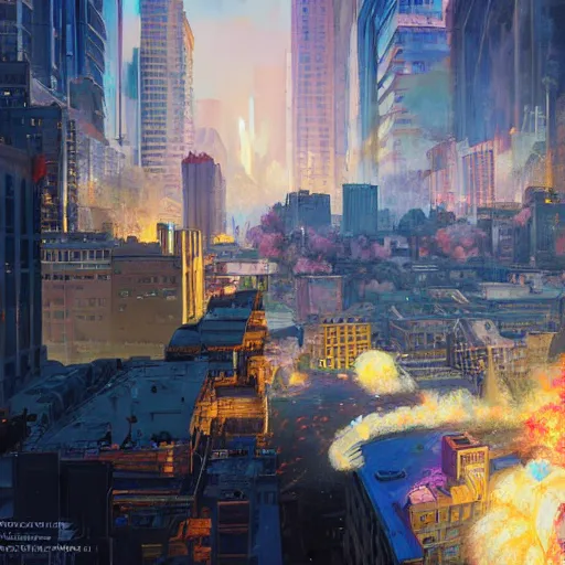 Prompt: louisiana chef justin wilson using eye lazers, destroying a cityscape, 8 k, highly detailed, digital painting, unreal engine tech demo, vivid colors, artstation, art by artgerm and greg rutkowski and alphonse mucha