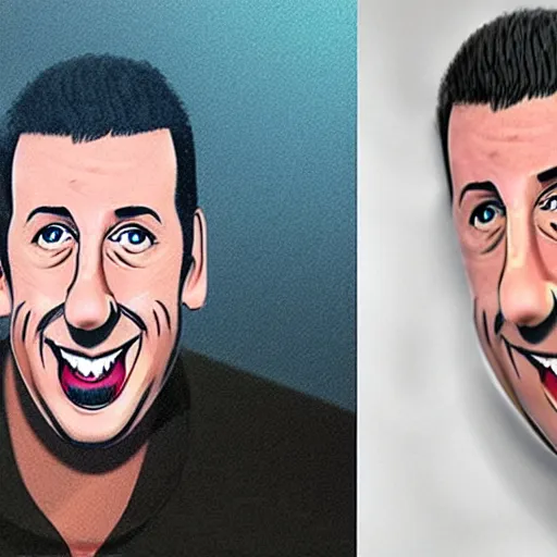 Image similar to a lifelike accurate caricature drawing of adam sandler