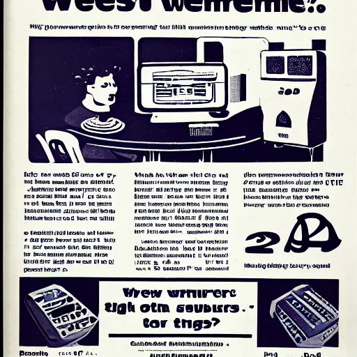 Prompt: magazine advertisement for retro wetware computer