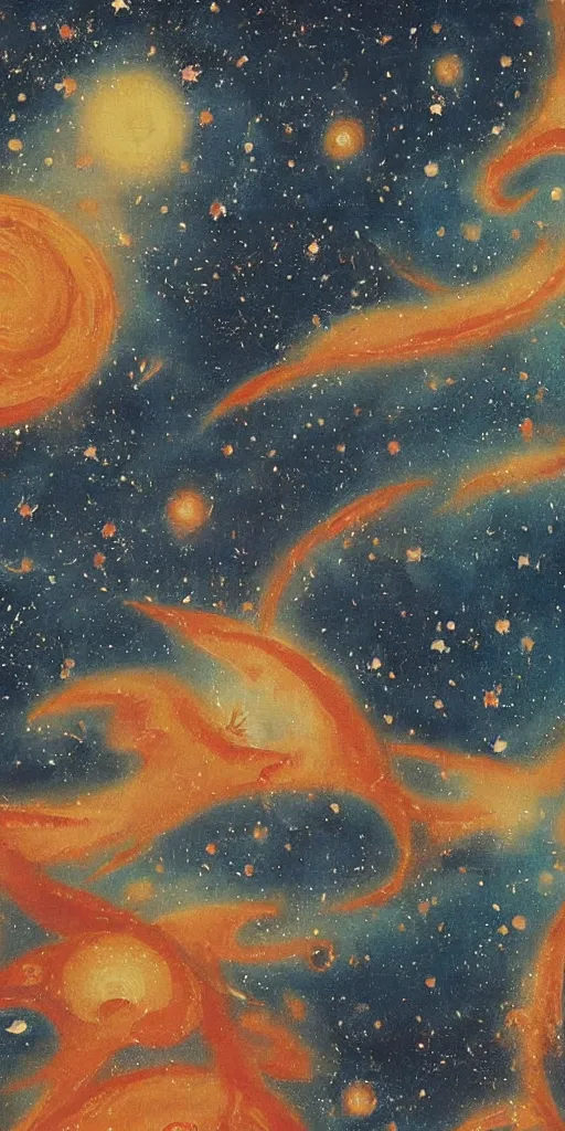 Image similar to oriental painting of the galaxy