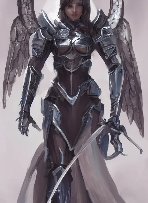 Image similar to concept art, angel knight girl, artstation trending, highly detailed