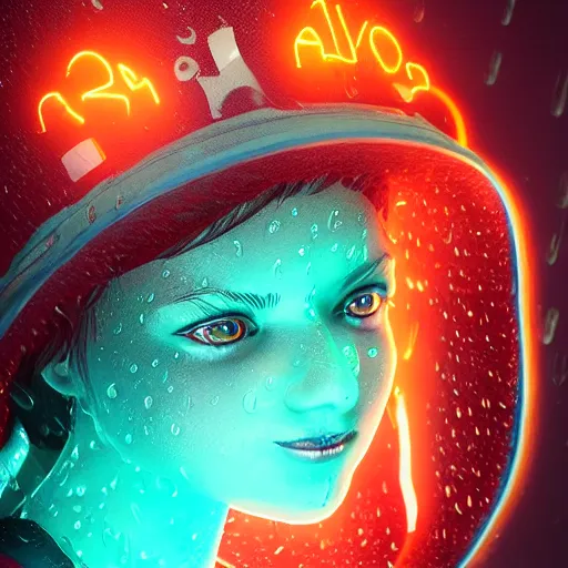 Image similar to cartoon portrait made out of rain, realistic, highly detailed, neon, rendered in octane, unreal engine, rain, beautiful, trending on artstation, emotional