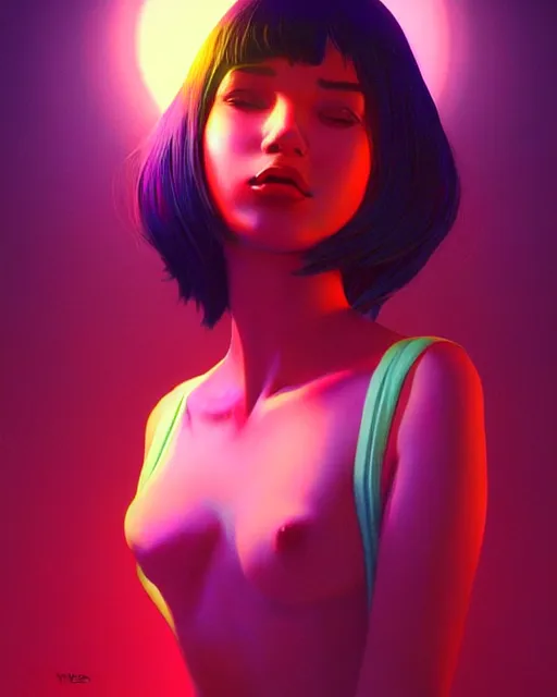 Image similar to lsd, acid trip, a beautiful woman with ( skunk ) features, dramatic lighting, by ilya kuvshinov, artgerm, wlop, greg rutkowski, ultra detailed colorful repeating fractals in the background by moebius, beeple, artstation