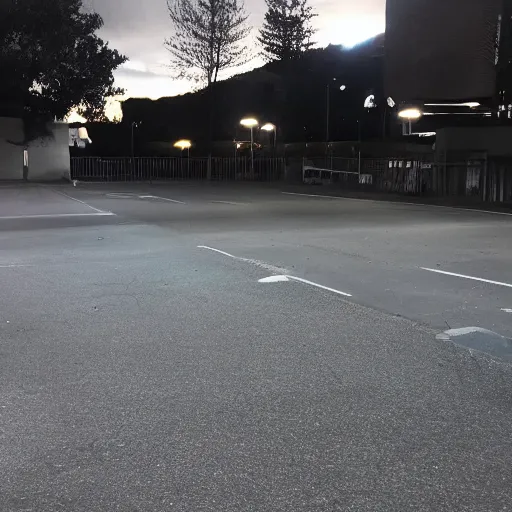 Image similar to liminal parking lot, shadow figure, at night, no cars