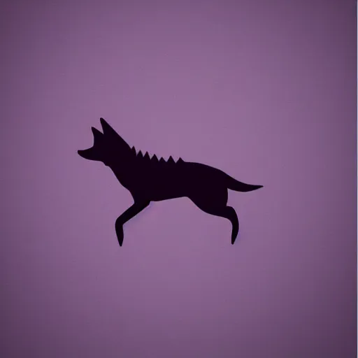 Image similar to silhouette of a wolf, forest background, minimalist, vectorial art, gradient black to violet, trending on artstation