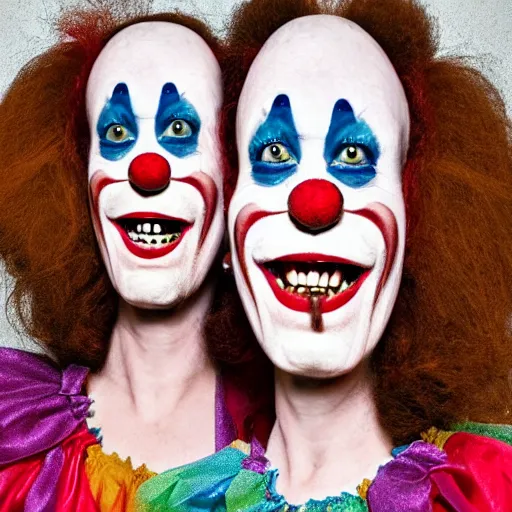 Prompt: conjoined clowns