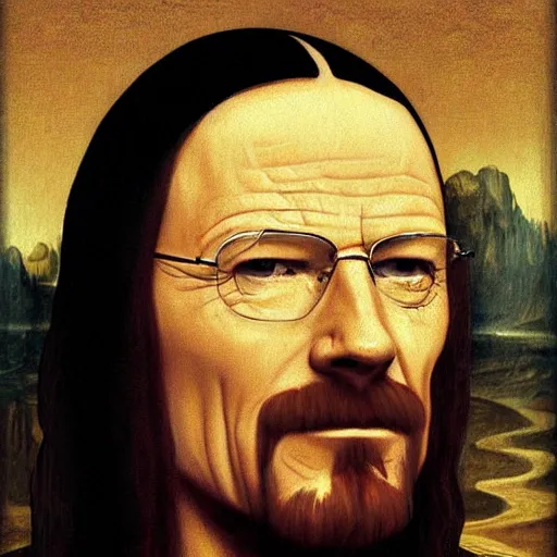 Image similar to walter white as mona lisa painting