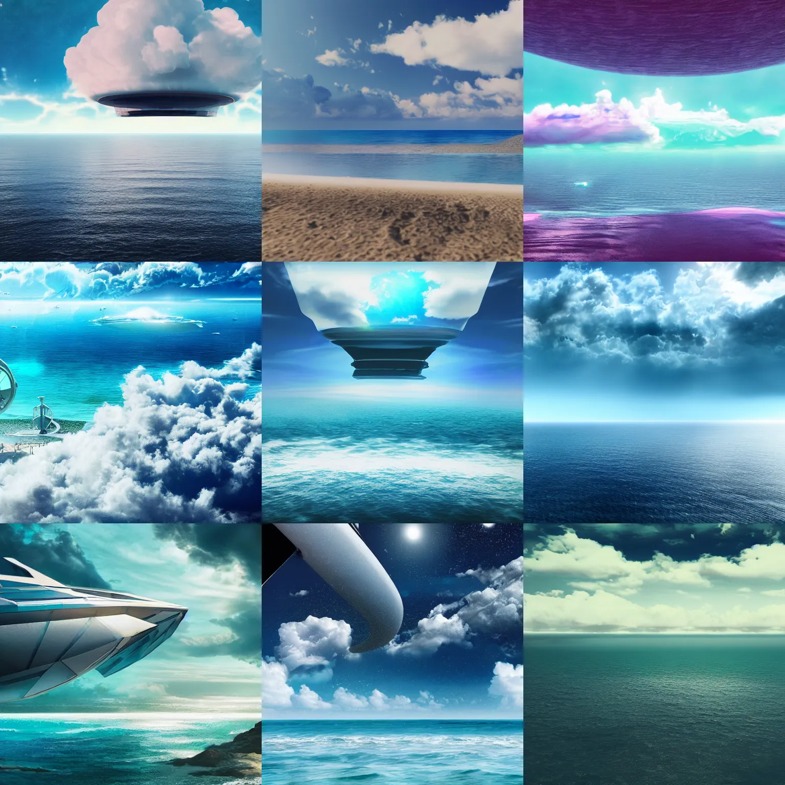 Prompt: ocean in the sky 4 k concept futuristic fiction