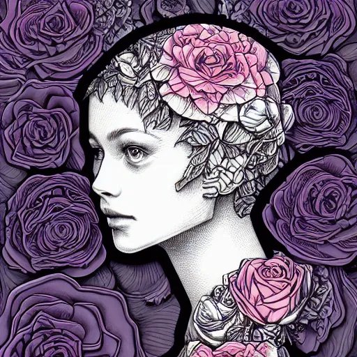 Prompt: the anatomy of a head of lettuce with roses that resemble a beautiful girl, an ultrafine detailed illustration by james jean, intricate linework, bright colors, final fantasy, behance contest winner, vanitas, angular, altermodern, unreal engine 5 highly rendered, global illumination, radiant light, detailed and intricate environment