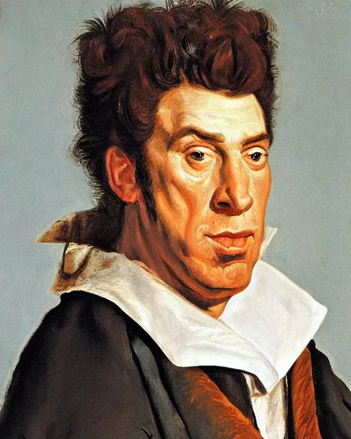 Prompt: a portrait of kramer from seinfeld by Frans Hals