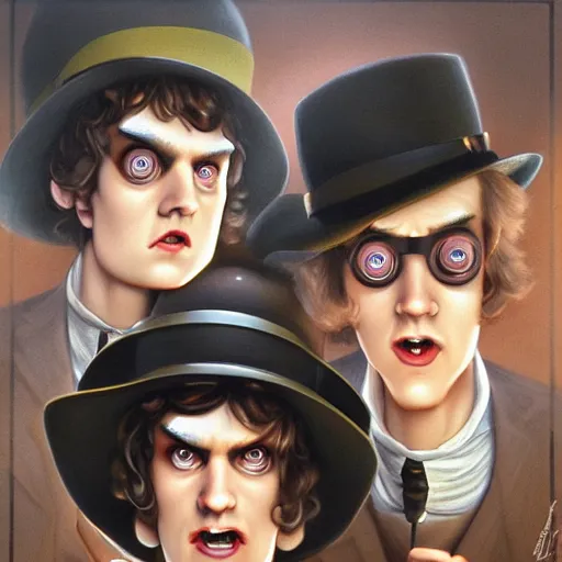 Image similar to clockwork orange in Pixar style by Stanley Artgerm and Tom Bagshaw