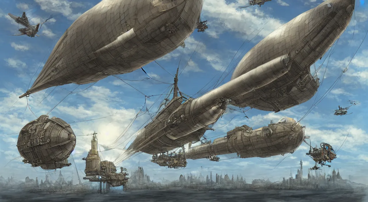 Image similar to AIRSHIP, dieselpunk by Tomino-sama