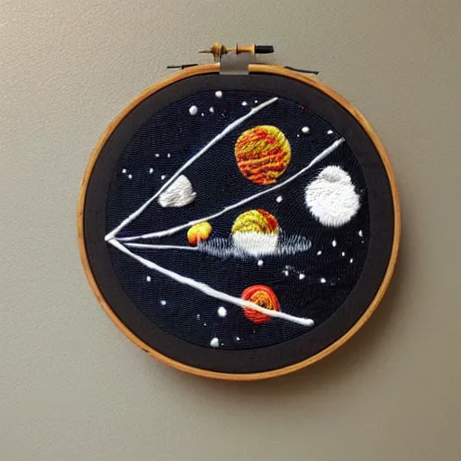 Prompt: Liminal space in outer space!!!, embroidery