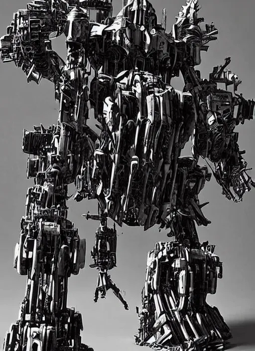 Image similar to A giant mech suit made out of pirate ship parts, bipedal, humanoid, wooden, canons attached to arms, masts for legs by Mike Deodato