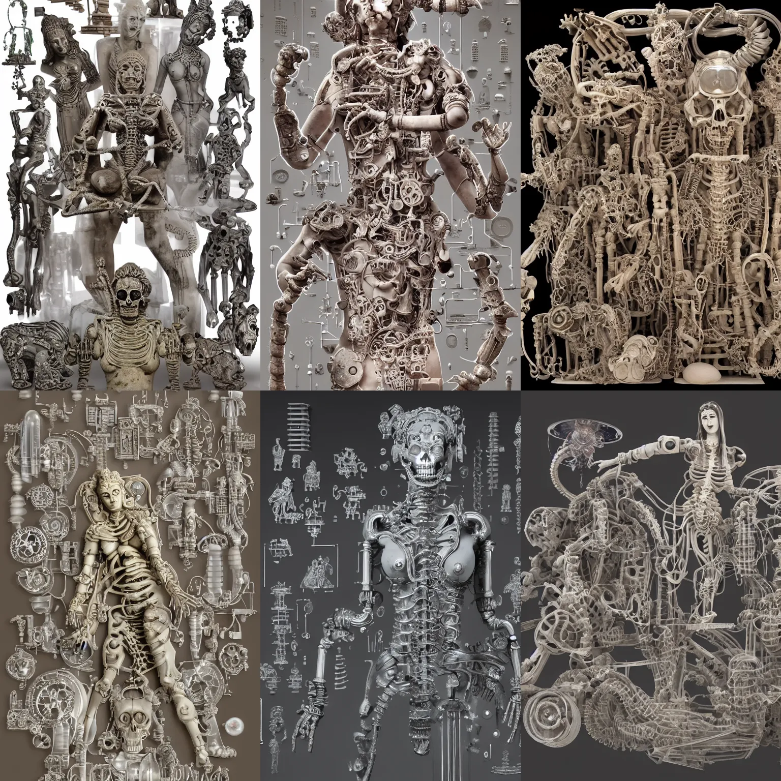 Prompt: epic Khajuraho, godes, Shiva, translucent, SSS, transparent, xray, vaporwave, flat shaped chrome relief, fossil, mechanic bionic fungus flower cyberpunk cats skeleton mechabot, maze, wires, chrome tubes, joints, buttons, gears, dissection relief, by Lorenzo Ghiberti, by Goga Tandashvili, artstation, cgsociety, at Khajuraho, by jonathan ivy, by artgerm, by david lachapelle, by william adolphe bouguereau