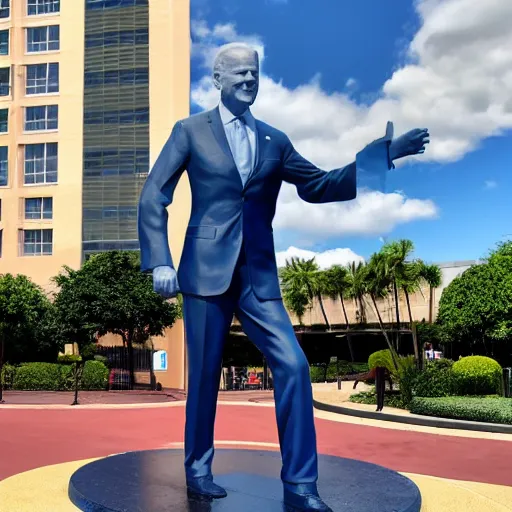 Image similar to joe biden statue outside of the nickelodeon hotel