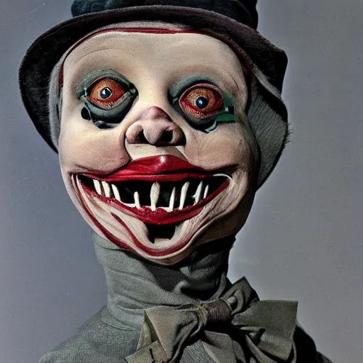 Image similar to high detailed portrait of a ventriloquist dummy, scary, horrifying, creepy