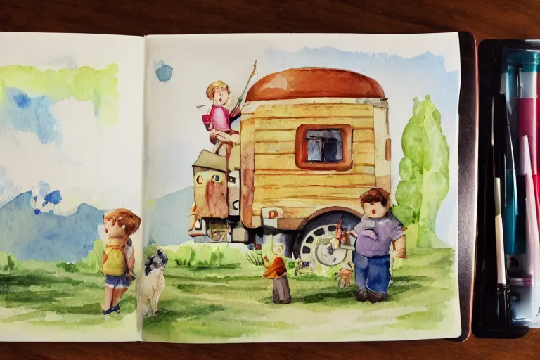 Prompt: Little Big Adventure 2, watercolor