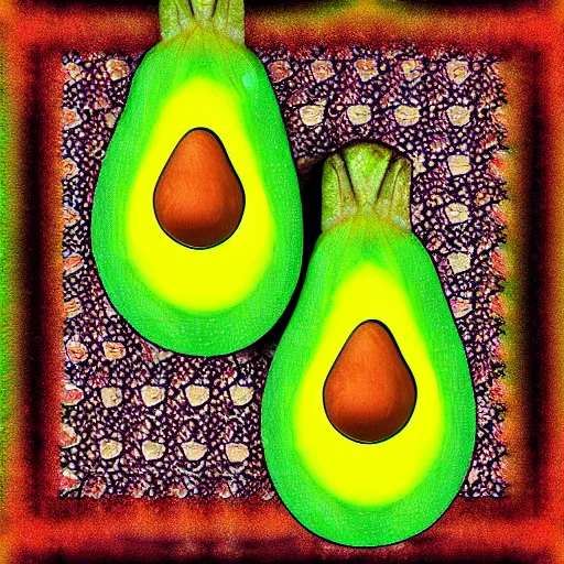 Image similar to avocado banana, psychedelic, digital art