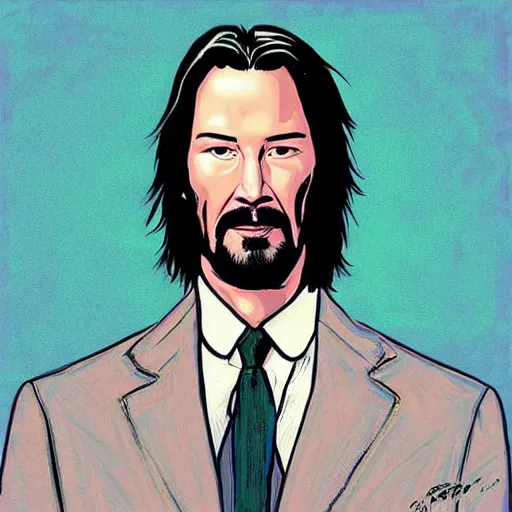 Image similar to “ keanu reeves retro minimalist portrait by jean giraud, moebius starwatcher comic, 8 k ”