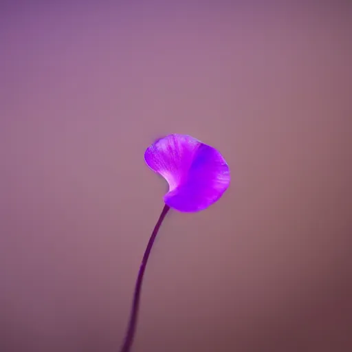 Prompt: closeup photo of 1 lone purple petal flying above a city, aerial view, shallow depth of field, cinematic, 8 0 mm, f 1. 8