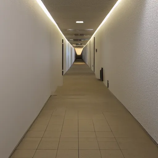 Image similar to a dark and recursive hallway, with a heavenly glow