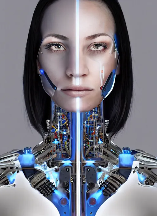 Prompt: portrait of a cyborg woman who turns her head to the right!!!!! ((((((((((left)))))))))) ((((((((((up)))))))))) ((((((((((down)))))))))) by Artgerm,eyes closed , biomechanical, hyper detailled, trending on artstation