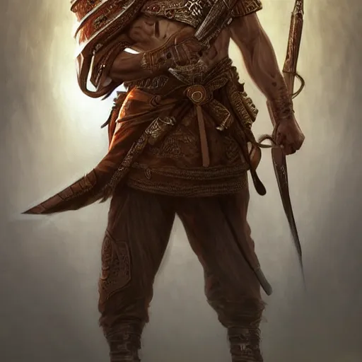 Image similar to kurdish male warrior, highly detailed, digital painting, artstation, concept art, sharp focus, illustration, incredibly strong and handsome