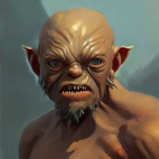 Image similar to greg manchess portrait painting of golum as overwatch character, medium shot, asymmetrical, profile picture, organic painting, sunny day, matte painting, bold shapes, hard edges, street art, trending on artstation, by huang guangjian and gil elvgren and sachin teng