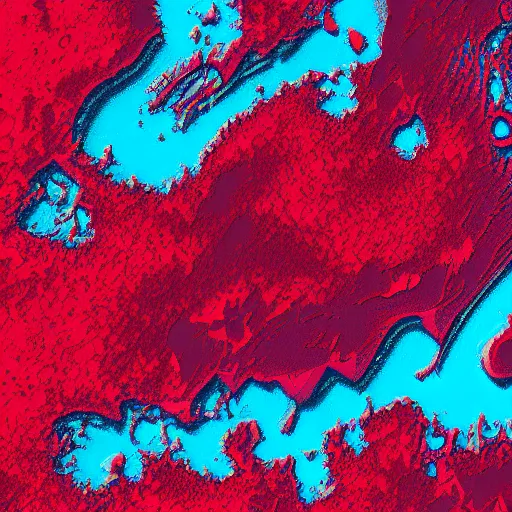 Image similar to hyperrealistic landsat underwater image, organic shapes, detailed, 4k, vector, award winning, dark red colors only
