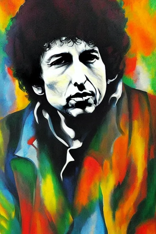 Image similar to Poster artwork, painting of Bob Dylan by Bob Dylan