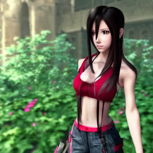 Image similar to aerith gainsborough mixed with tifa lockhart