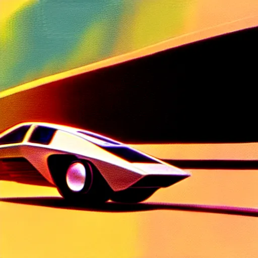 Image similar to concept art of a tiny being driven, painted by syd mead, high quality