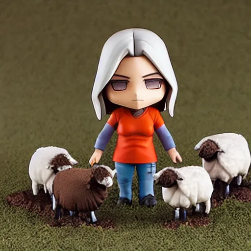 Prompt: scene of jesus shepard as nendoroid with sheeps as nendoroid on a meadow, kodak film